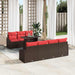 Tuin Sofa Set 8 st Bruin en Rood poly rattan