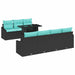 Tuin Sofa Set 8 st Zwart en Blauw poly rattan