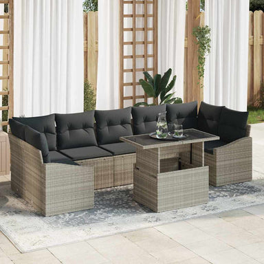 Tuin Sofa Set 8 st Lichtgrijs poly rattan