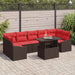 Tuin Sofa Set 8 st Bruin en Rood poly rattan