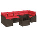Tuin Sofa Set 8 st Bruin en Rood poly rattan