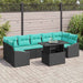 Tuin Sofa Set 8 st Zwart en Blauw poly rattan