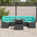 Tuin Sofa Set 8 st Zwart en Blauw poly rattan