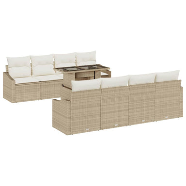 Tuin Sofa Set 7 st Beige en Crème poly rattan