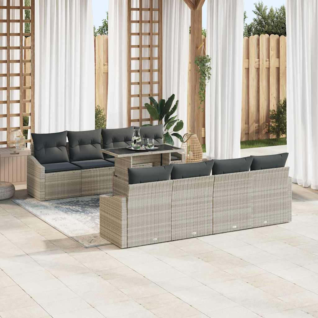 Tuin Sofa Set 7 st Lichtgrijs poly rattan