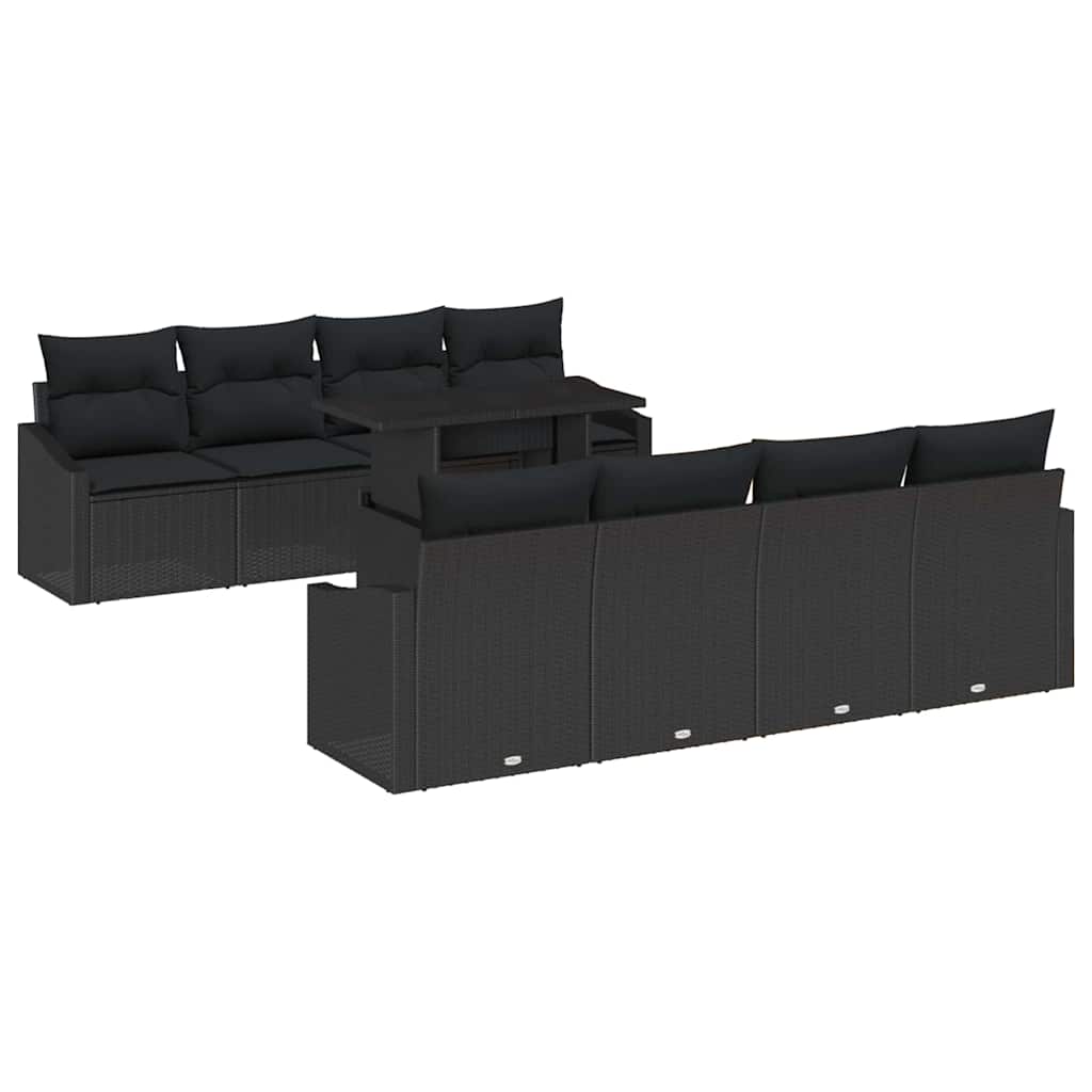 Tuin Sofa Set 7 st Zwart poly rattan