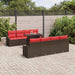 Tuin Sofa Set 7 st Bruin en Rood poly rattan