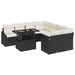 Tuin Sofa Set 9 st Zwart en Crème poly rattan