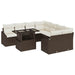 Tuin Sofa Set 9 st Bruin en Crème poly rattan