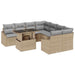Tuin Sofa Set 9 st Beige en Licht Grijs poly rattan