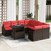 Tuin Sofa Set 9 st Bruin en Rood poly rattan