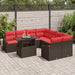 Tuin Sofa Set 9 st Bruin en Rood poly rattan