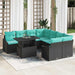 Tuin Sofa Set 9 st Zwart en Blauw poly rattan