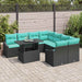 Tuin Sofa Set 9 st Zwart en Blauw poly rattan