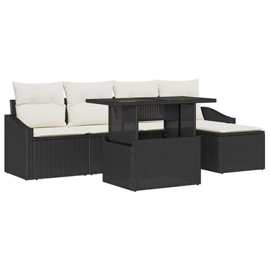 Tuin Sofa Set 6 st Zwart en Crème poly rattan
