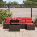 Tuin Sofa Set 6 st Bruin en Rood poly rattan