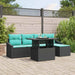 Tuin Sofa Set 6 st Zwart en Blauw poly rattan