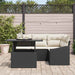 Tuin Sofa Set met kussen 5 pcs Zwart en Crème poly rattan