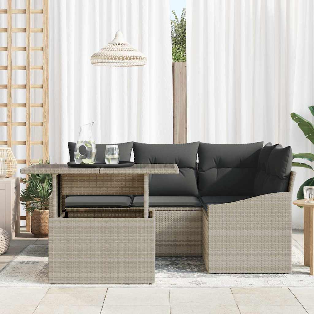 Tuin Sofa Set 5 st Lichtgrijs poly rattan