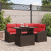 Tuin Sofa Set 5 st Bruin en Rood poly rattan