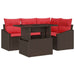 Tuin Sofa Set 5 st Bruin en Rood poly rattan