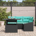 Tuin Sofa Set 5 st Zwart en Blauw poly rattan