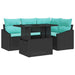 Tuin Sofa Set 5 st Zwart en Blauw poly rattan
