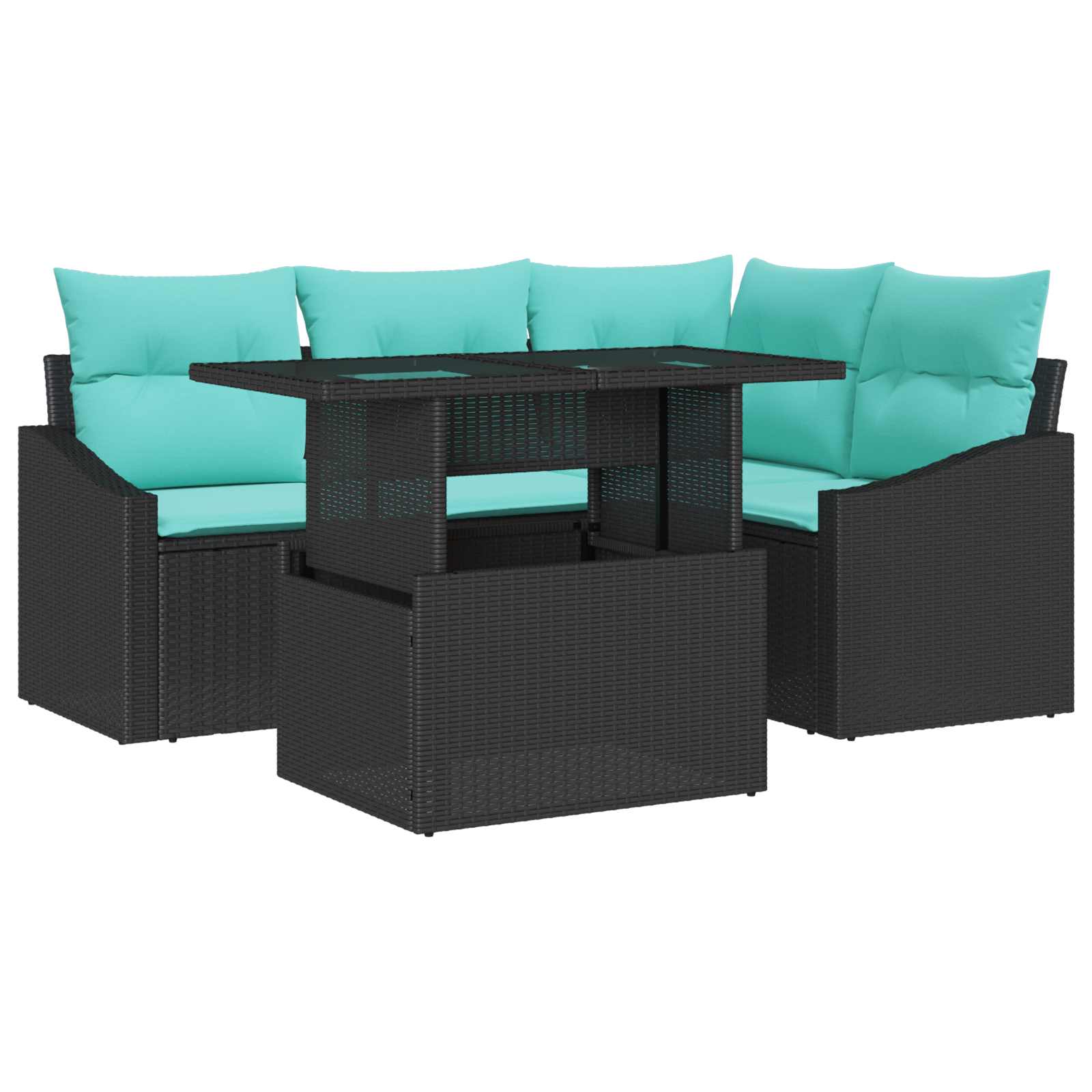 Tuin Sofa Set met kussen met opslag 6 pcs Zwart en crème