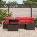 Tuin Sofa Set 6 st Bruin en Rood poly rattan