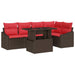Tuin Sofa Set 6 st Bruin en Rood poly rattan
