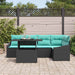 Tuin Sofa Set 6 st Zwart en Blauw poly rattan