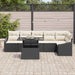 Tuin Sofa Set 7 st Zwart en Crème poly rattan