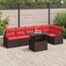Tuin Sofa Set 7 st Bruin en Rood poly rattan
