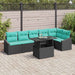 Tuin Sofa Set 7 st Zwart en Blauw poly rattan