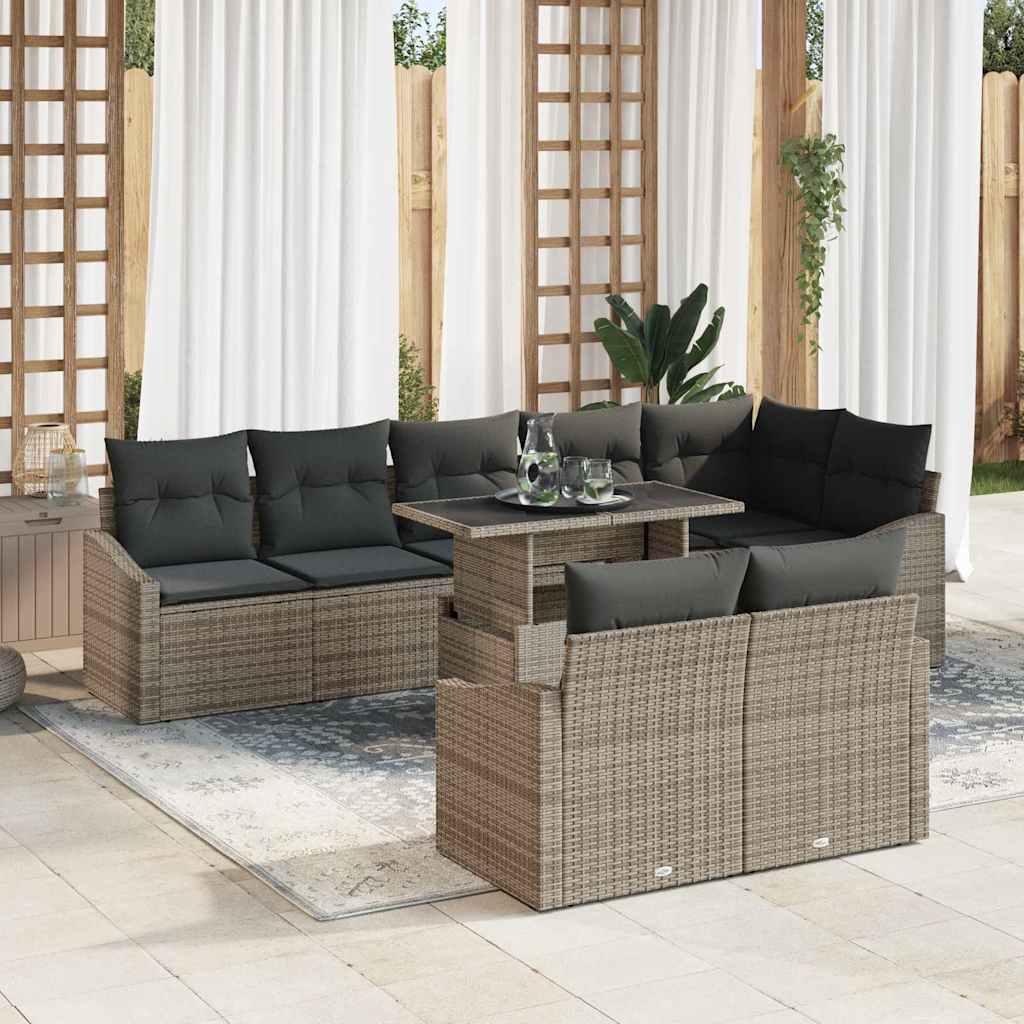 Tuin Sofa Set 9 st Grijs poly rattan