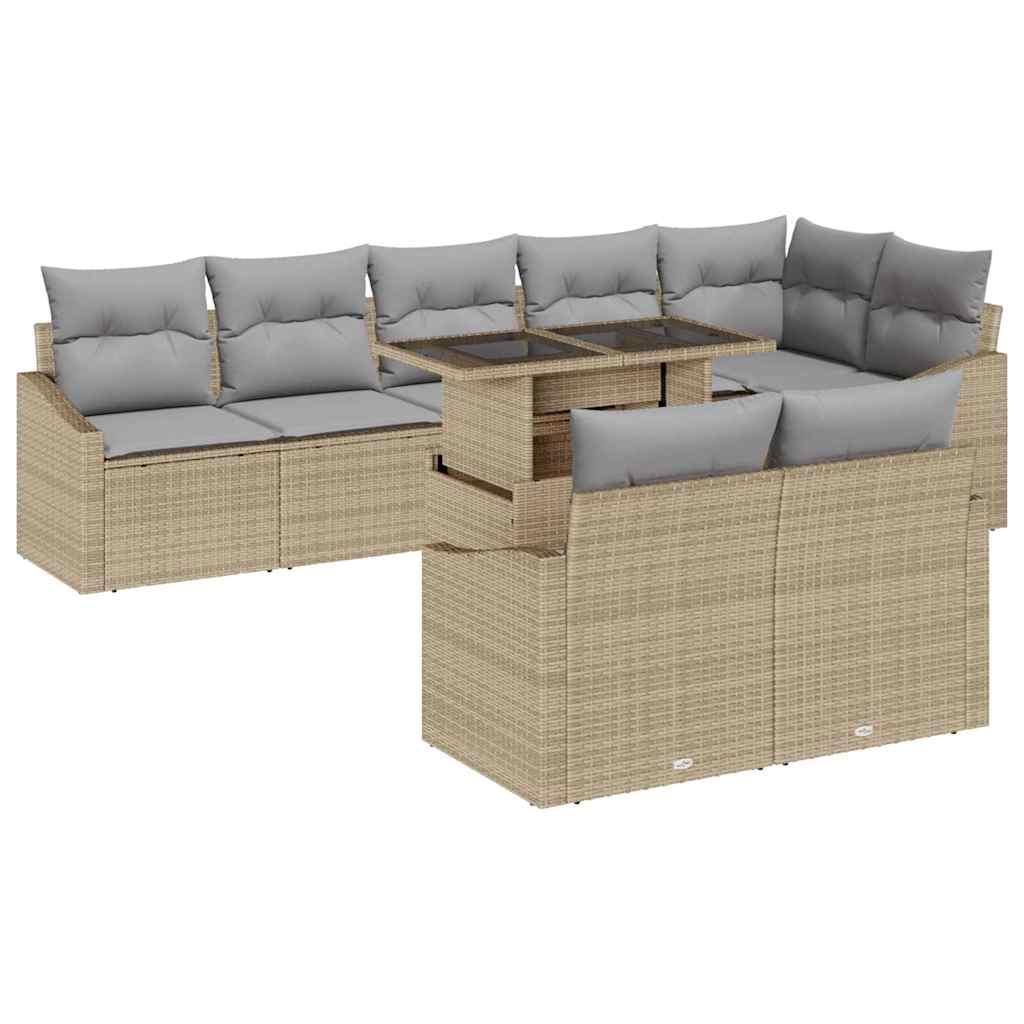 Tuin Sofa Set 9 st Beige en Licht Grijs poly rattan