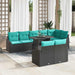 Tuin Sofa Set 9 st Zwart en Blauw poly rattan