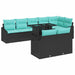 Tuin Sofa Set 9 st Zwart en Blauw poly rattan