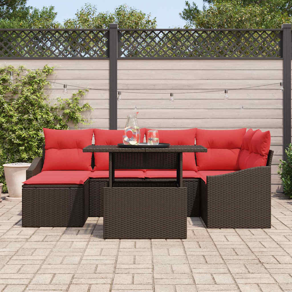 Bankstel 7 st Bruin en Rood Poly riet