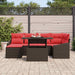 Bankstel 7 st Bruin en Rood Poly riet