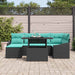 Bankstel 7 st Zwart en Blauw Poly riet