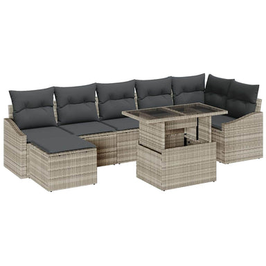 Tuin Sofa Set 8 st Lichtgrijs poly rattan