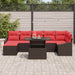 Tuin Sofa Set 8 st Bruin en Rood poly rattan