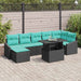 Tuin Sofa Set 8 st Zwart en Blauw poly rattan