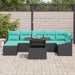 Tuin Sofa Set 8 st Zwart en Blauw poly rattan