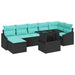 Tuin Sofa Set 8 st Zwart en Blauw poly rattan