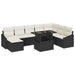 Bankstel 9 st Zwart en Crème poly rattan