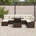 Bankstel 9 st Bruin en Crème poly rattan