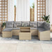 Bankstel 9 st Beige en Licht Grijs poly rattan