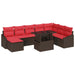 Bankstel 9 st Bruin en Rood poly rattan
